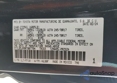 2024 Toyota Tacoma Double Cab from USA, damaged, VIN 3TYLB5JN9RT007784